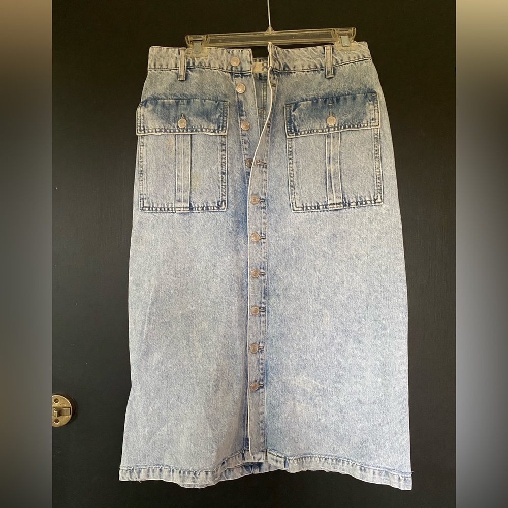 Free People Denim Midi Skirt